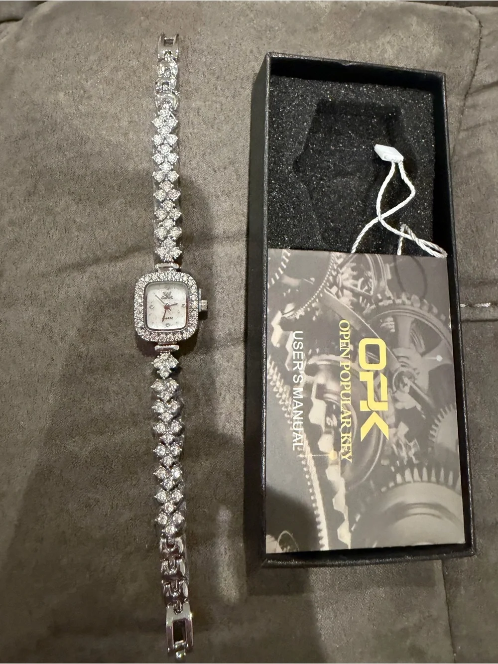 Elegant Silver-Tone Crystal Women's Bracelet Watch